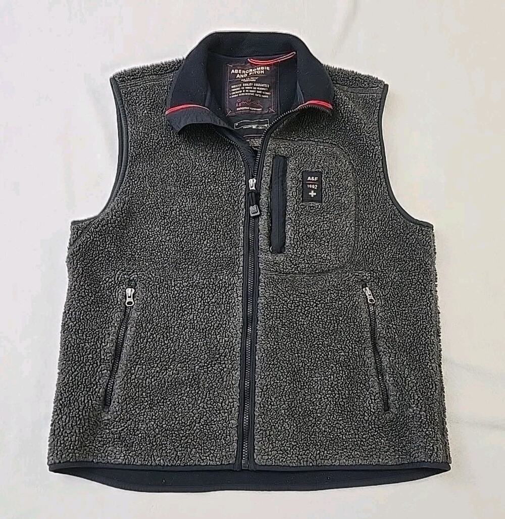 Abercrombie & Fitch Vtg Y2K High Pile Sherpa Vest Mens Sz Lg Gorpcore Utility